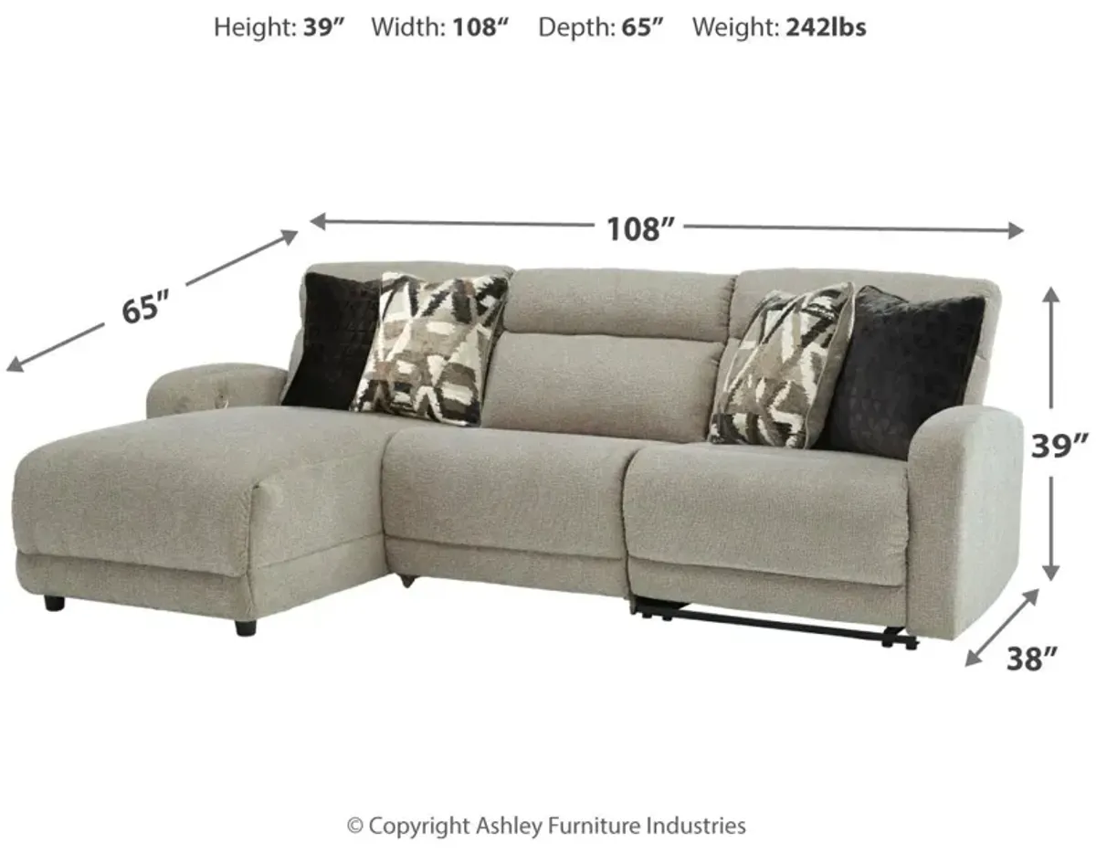 Ashley Colleyville 3-Piece Power Reclining Sectional with Chaise Right-Arm Facing Stone