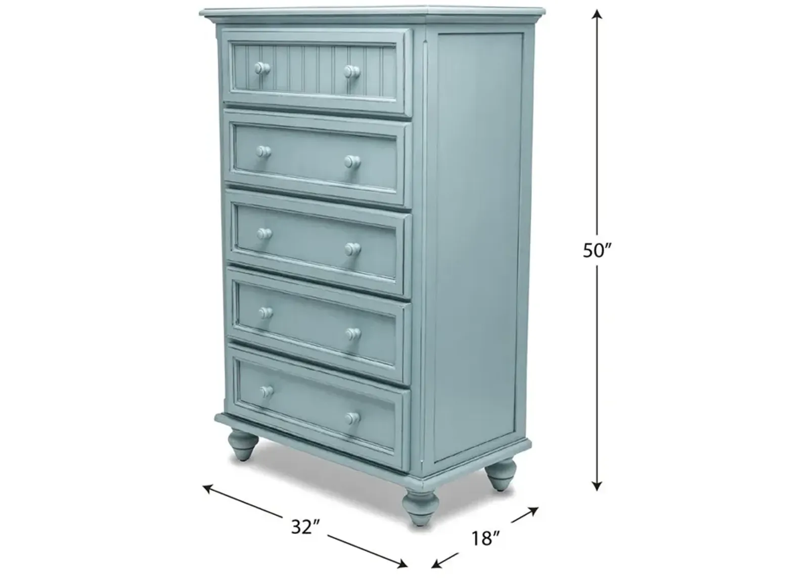 Seawinds Monaco 5-Drawer Bleu Finish Chest