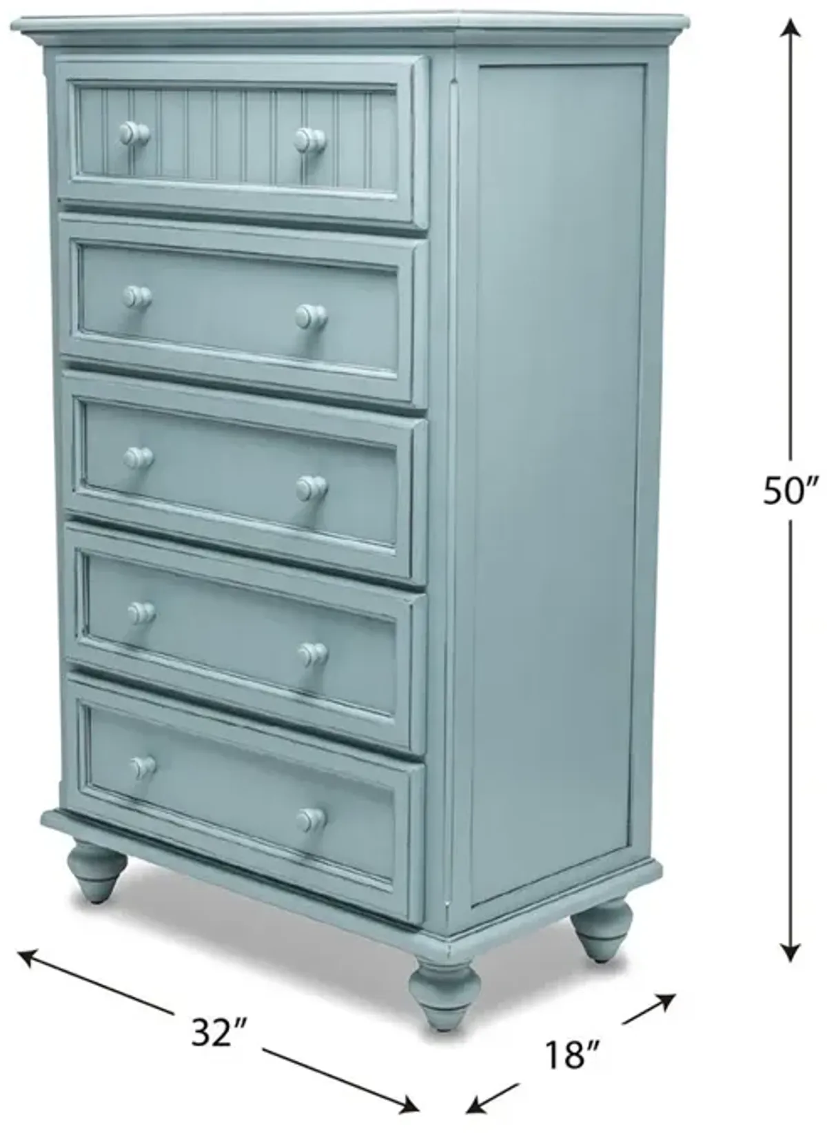 Seawinds Monaco 5-Drawer Bleu Finish Chest