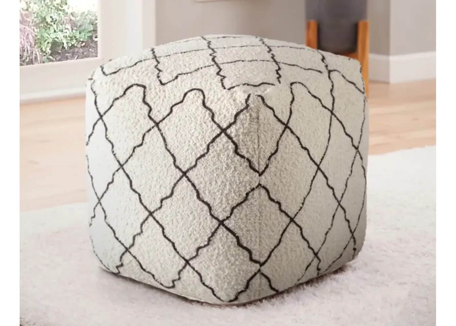 Steve Silver Lattice Handwoven Pouf