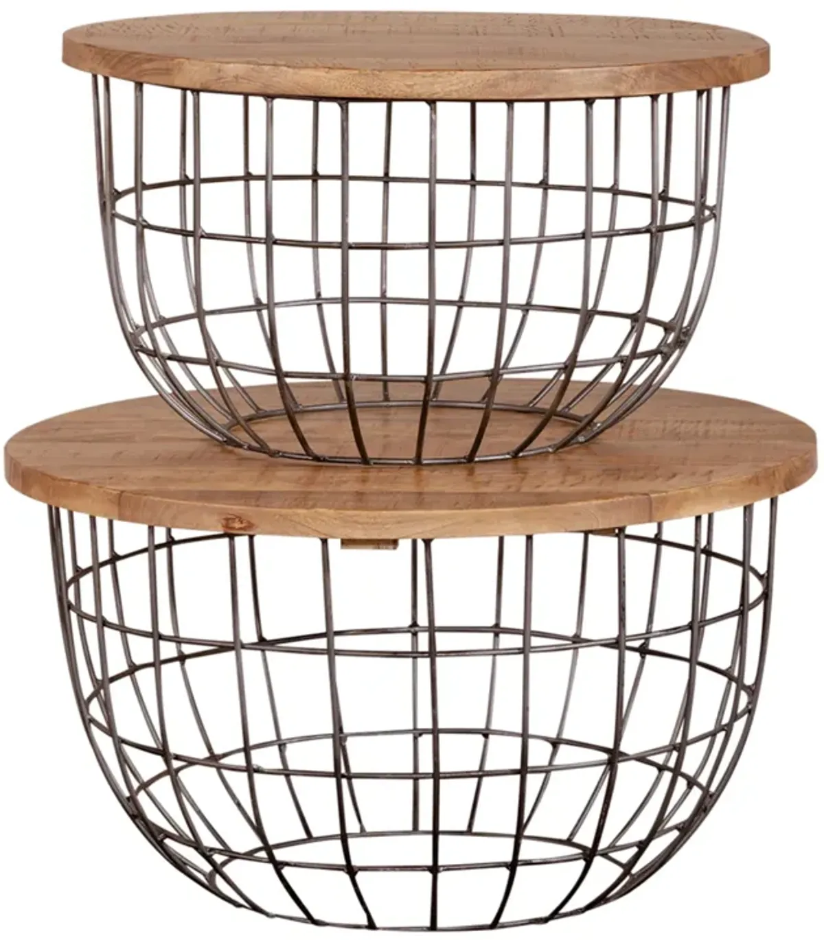 Liberty Furniture Akins Gunmetal/Weathered Honey Nesting Caged Accent Tables