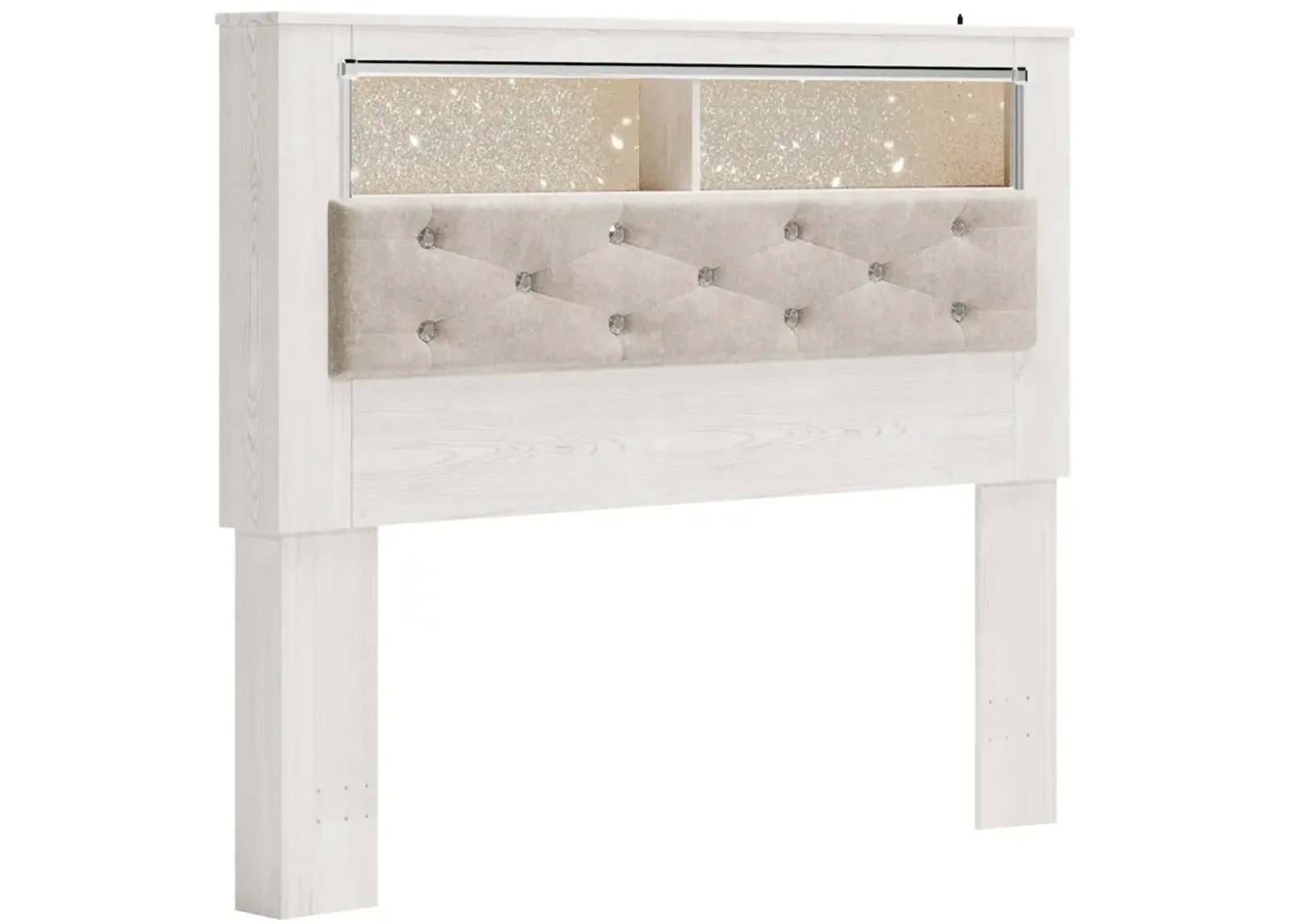 Ashley Altyra Upholstered Panel Bookcase White Queen Headboard