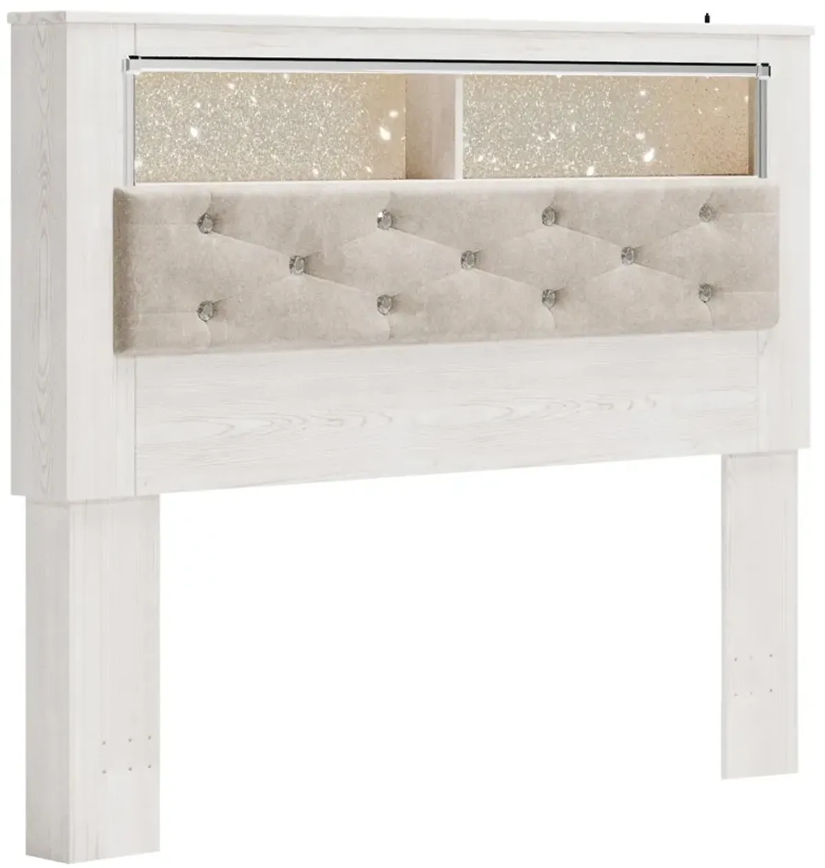 Ashley Altyra Upholstered Panel Bookcase White Queen Headboard