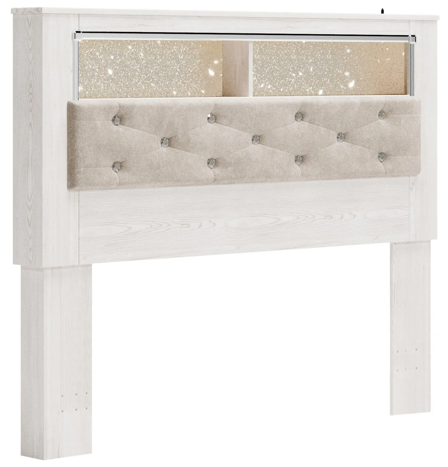 ALTYRA QUEEN UPHOLSTERED PANEL BOOKCASE HEADBOARD WHITE SIGNATURE DESIGN