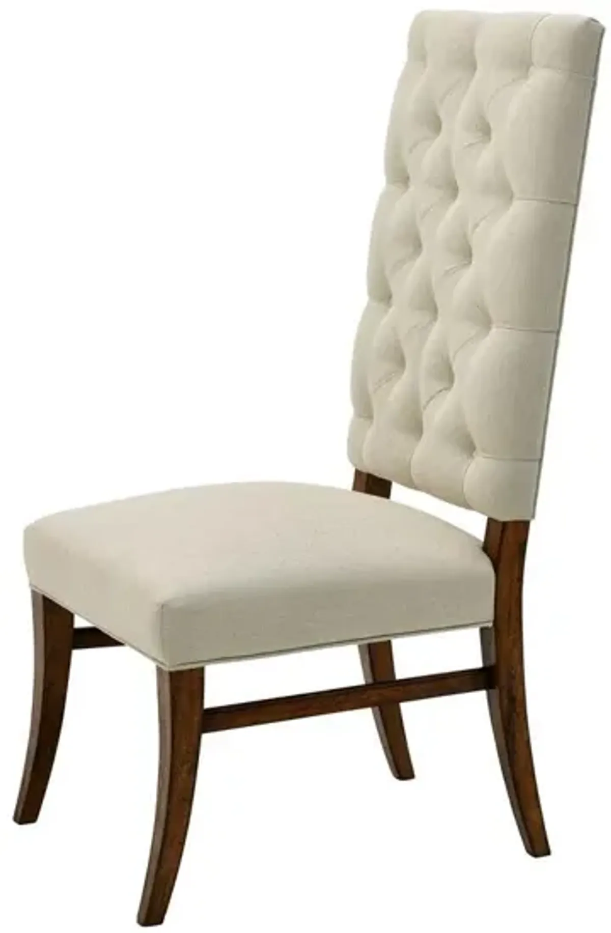 Noble Furniture Anna Dining Side Chair Crafted in Mango Wood & Button Tufted Performance Fabric