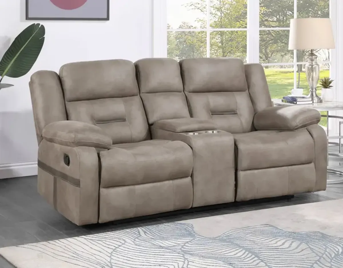 Steve Silver Abilene Manual Reclining Console Loveseat Tan