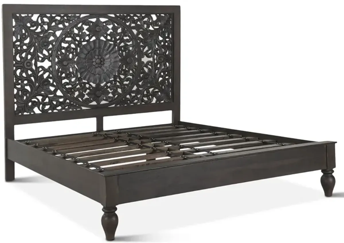 Home Trends Design Taj Vintage Brown Mango Wood King Bed