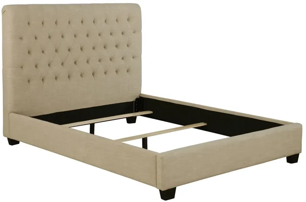 Coaster Chloe Upholstered Queen Panel Bed Oatmeal