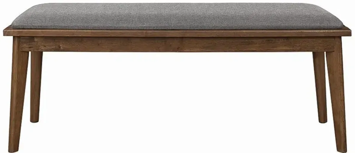 Coaster Alfredo Upholstered Dining Bench Grey & Natural Walnut