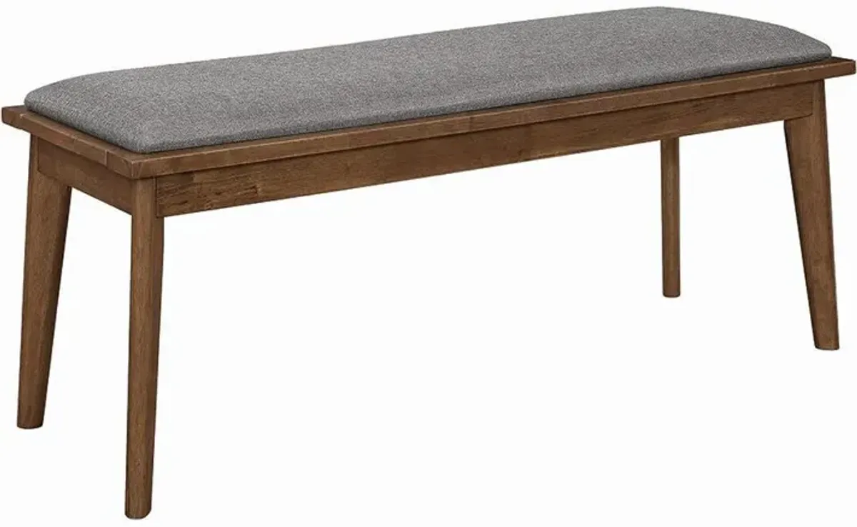 Alfredo Upholstered Dining Bench Grey & Natural Walnut