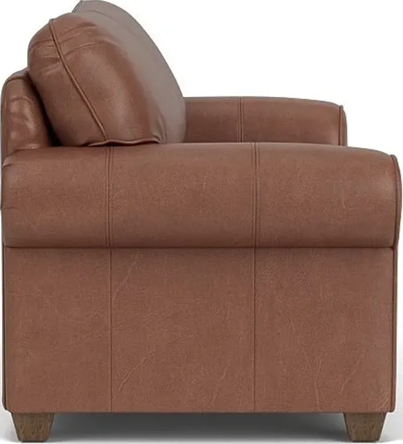 THORNTON UMBER TWO-CUSHION LEATHER SOFA