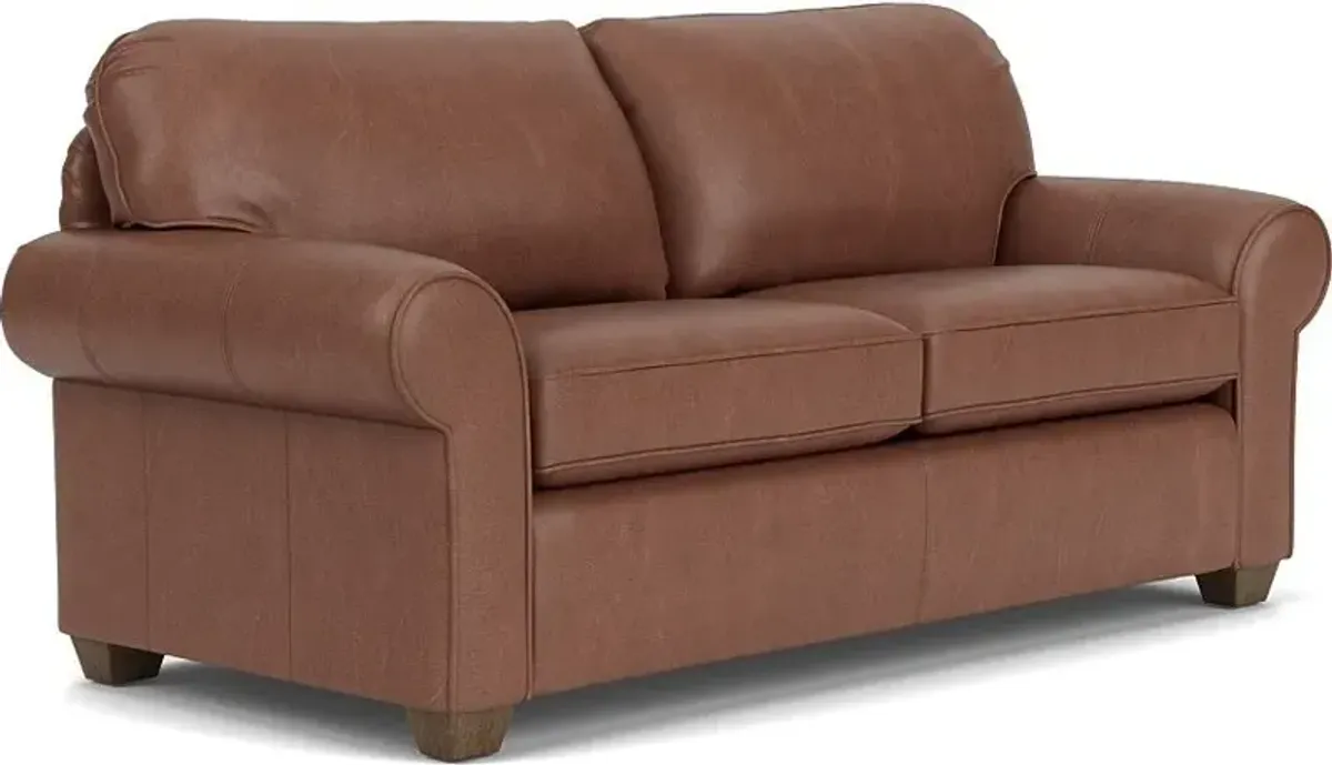 Flexsteel Thornton Umber Two-Cushion Leather Sofa