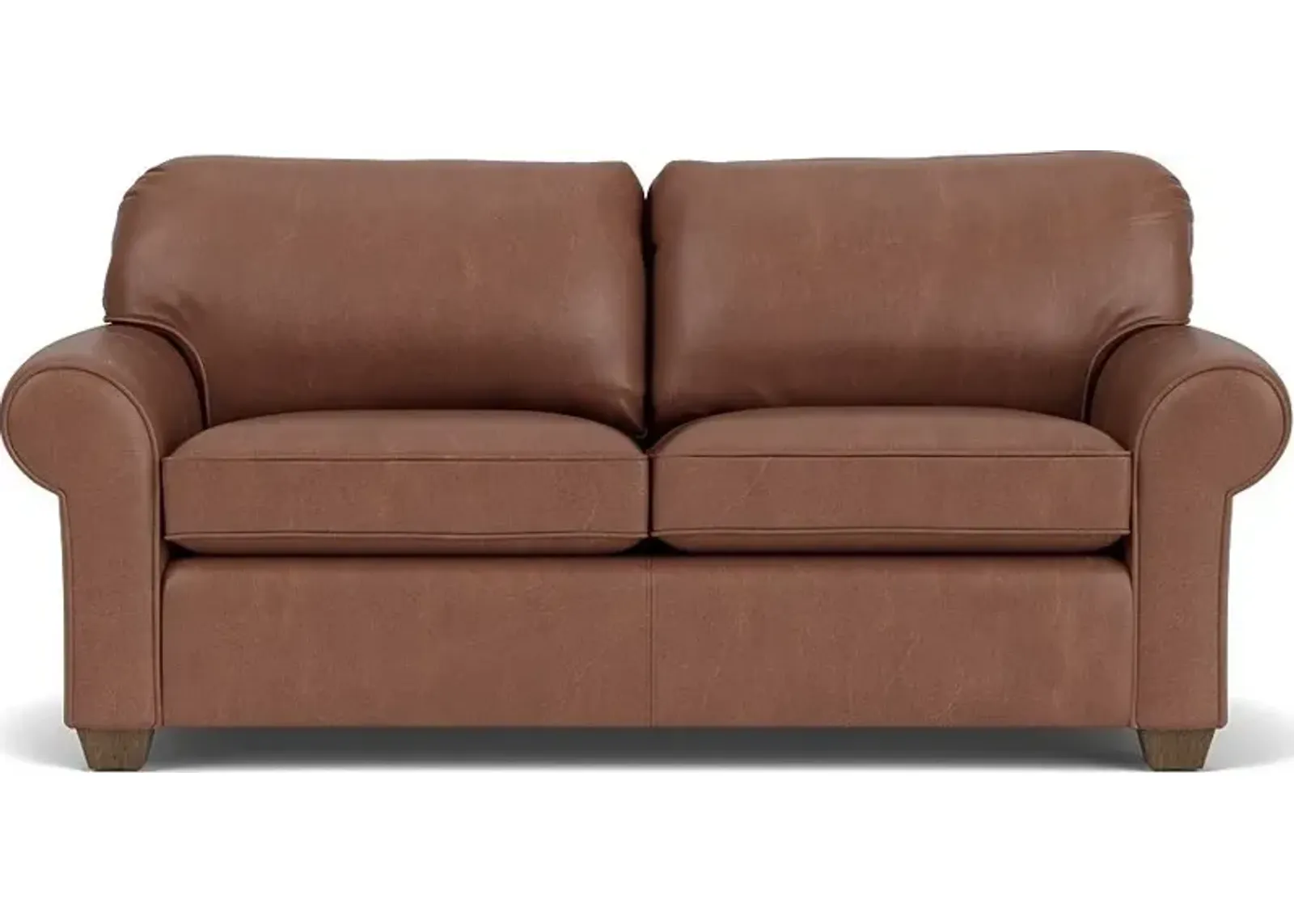 Flexsteel Thornton Umber Two-Cushion Leather Sofa