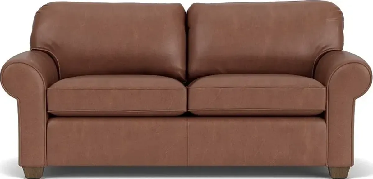 Flexsteel Thornton Umber Two-Cushion Leather Sofa