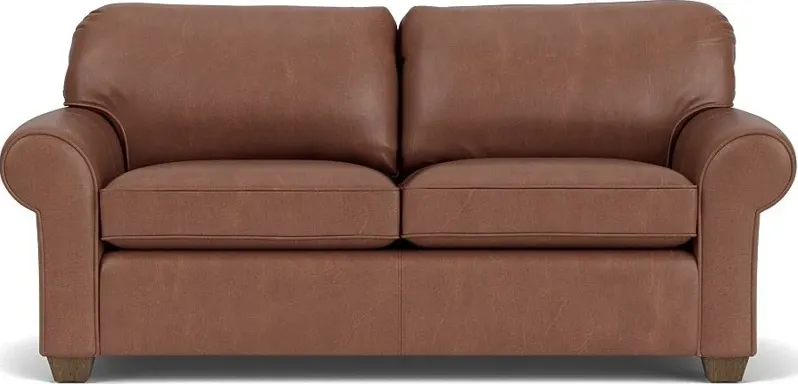 THORNTON UMBER TWO-CUSHION LEATHER SOFA