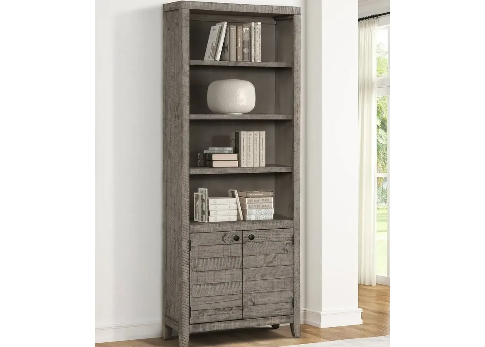 Parker House Tempe Grey Stone 32 Inch Open Top Bookcase