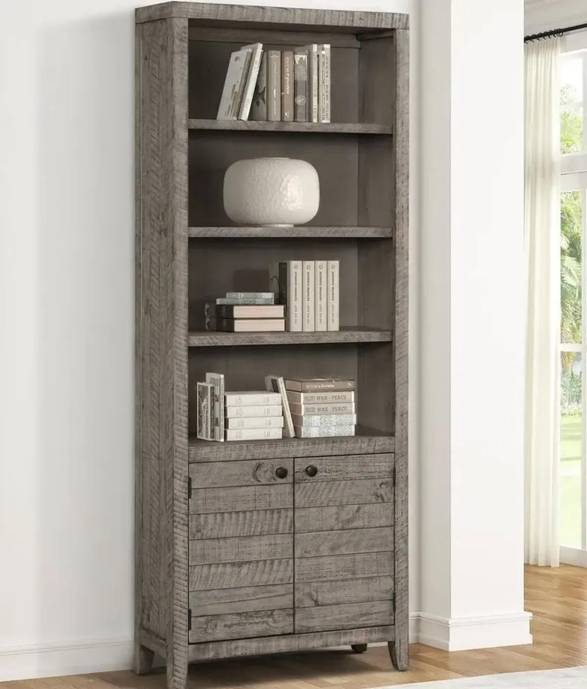 Parker House Tempe Grey Stone 32 Inch Open Top Bookcase