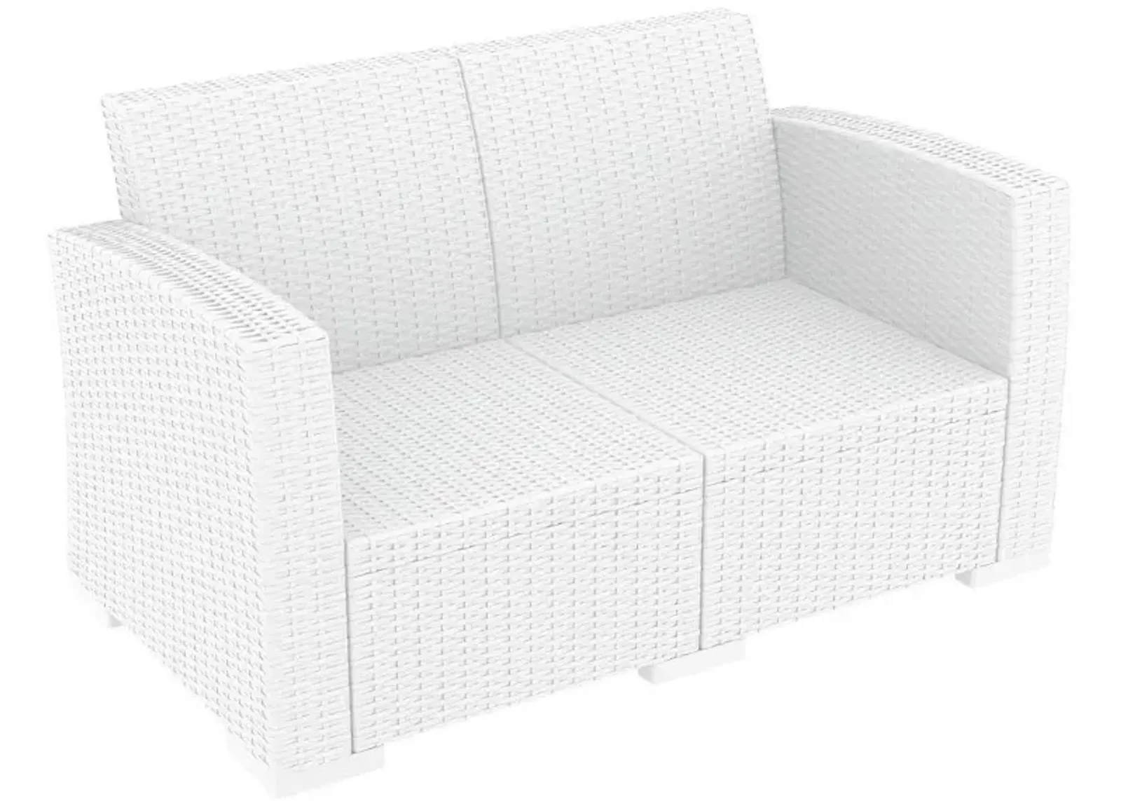 Compamia Monaco Resin Patio Loveseat White with Sunbrella Natural Cushion