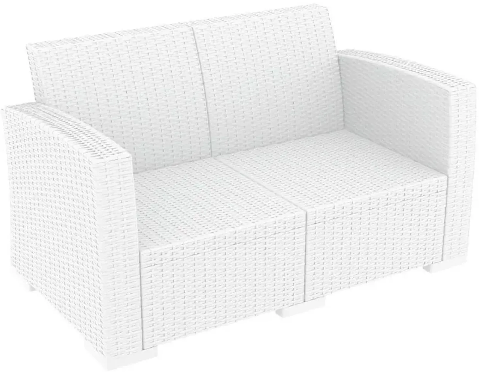 Compamia Monaco Resin Patio Loveseat White with Sunbrella Natural Cushion