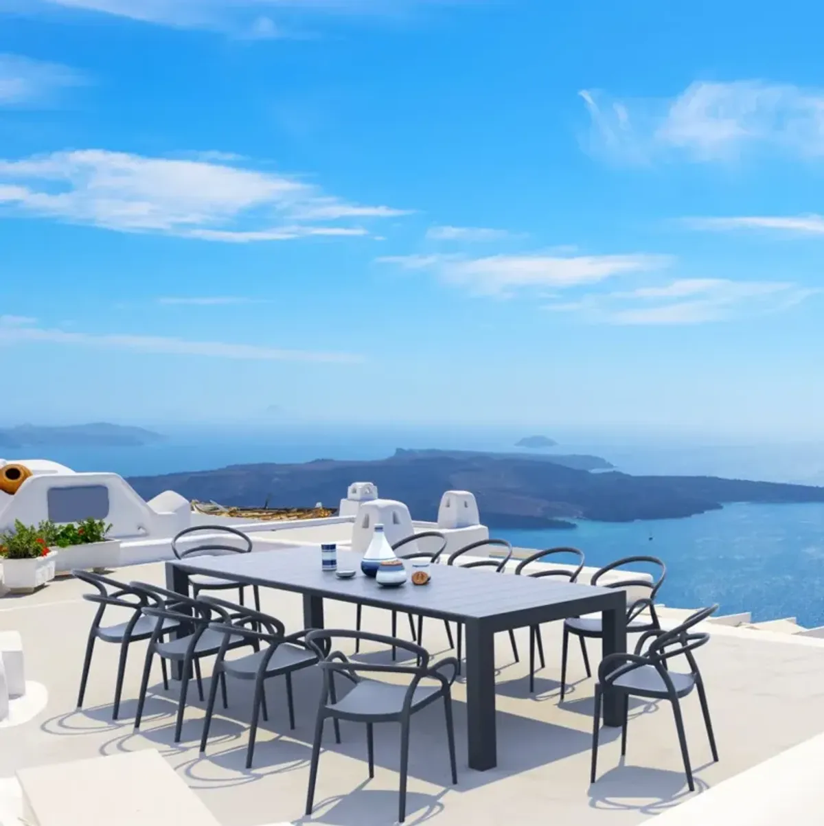 Compamia Mila Extendable Outdoor Dining Set 11-Piece Dark Gray
