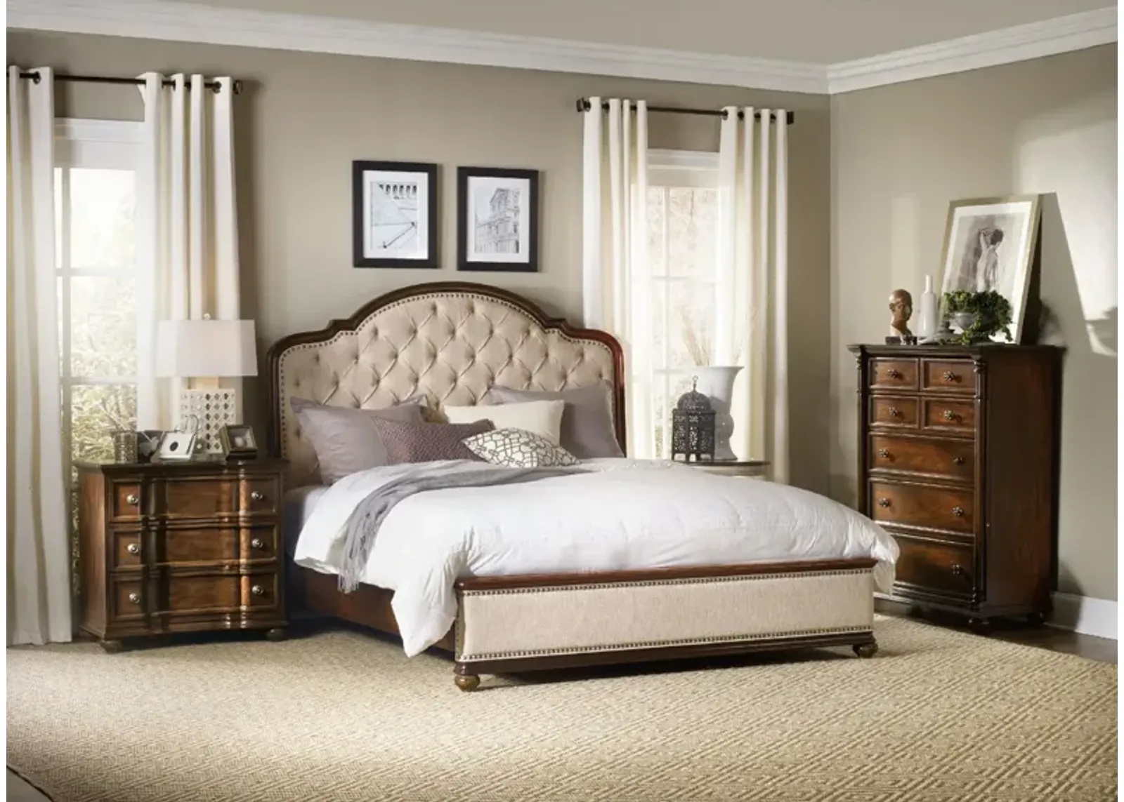 Hooker Furniture Leesburg California King Upholstered Bed with Wood Rails