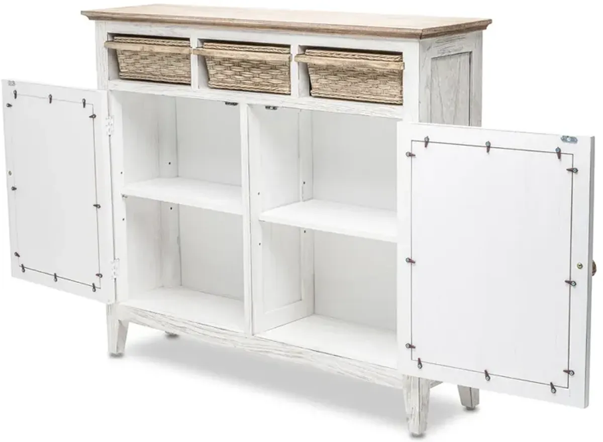 Seawinds Captiva Island Entry Cabinet with Baskets Beach Sand Finish