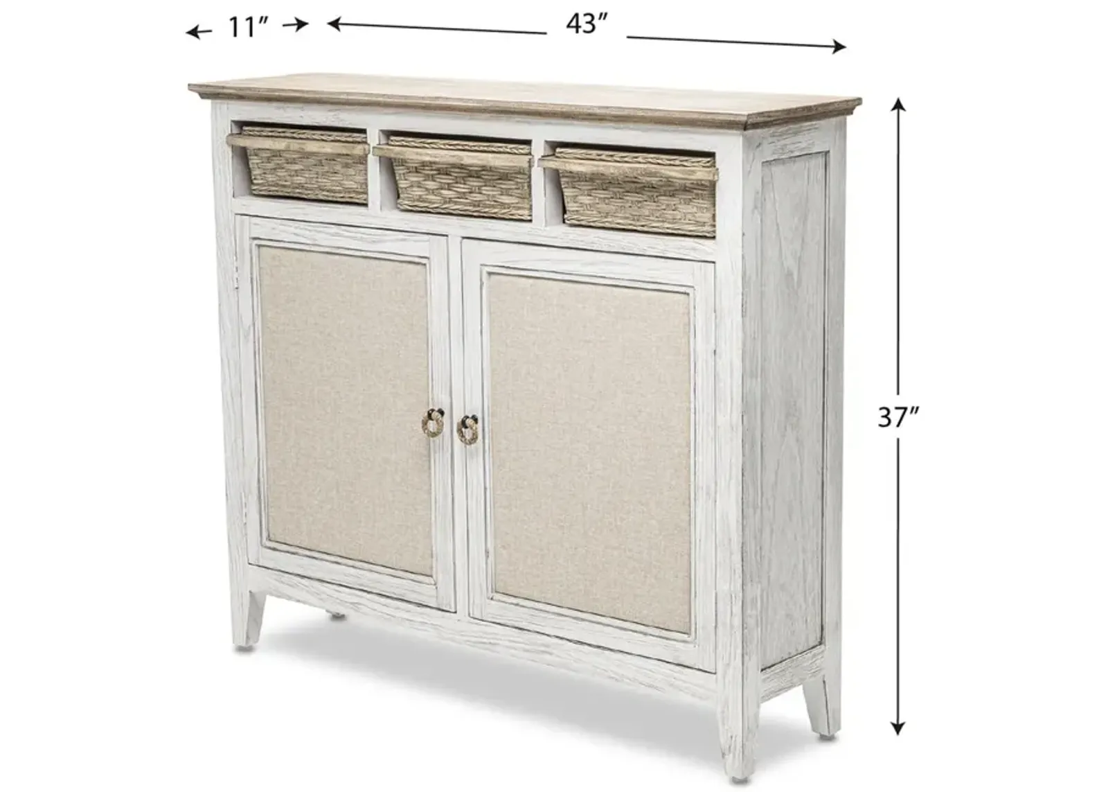 Seawinds Captiva Island Entry Cabinet with Baskets Beach Sand Finish