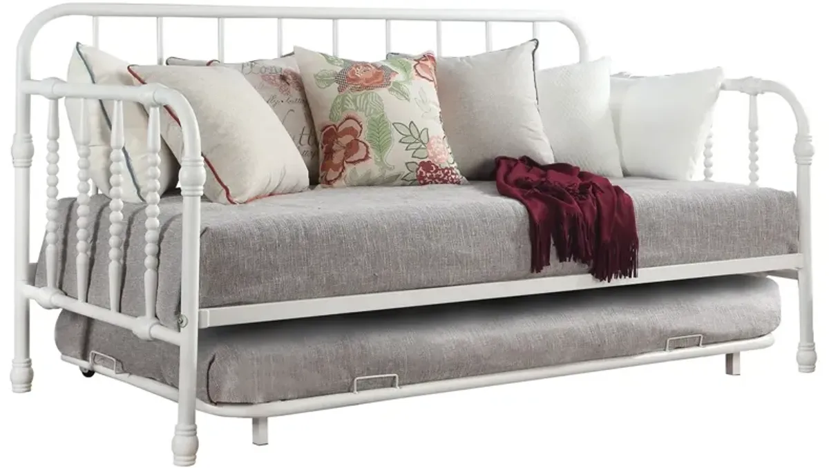 Coaster Marina Metal Twin Daybed with Trundle White