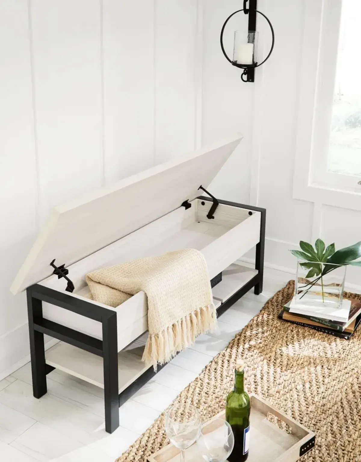 Ashley Rhyson White/Black Storage Bench