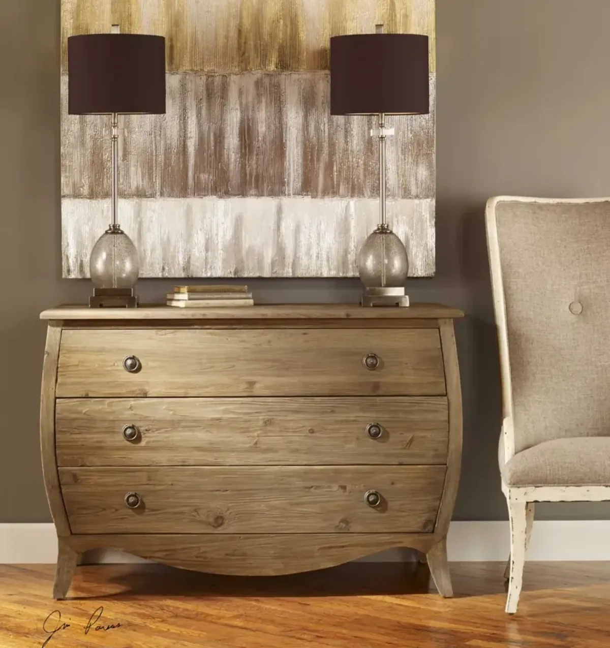 Uttermost Gavorrano Pine Bombe Foyer Chest