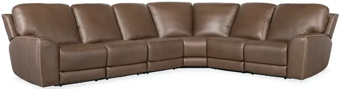 Hooker Furniture Torres Sorrento Mocha Reclining 6-Piece Sorrento Mocha Leather Sectional