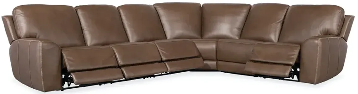 Hooker Furniture Torres Sorrento Mocha Reclining 6-Piece Sorrento Mocha Leather Sectional