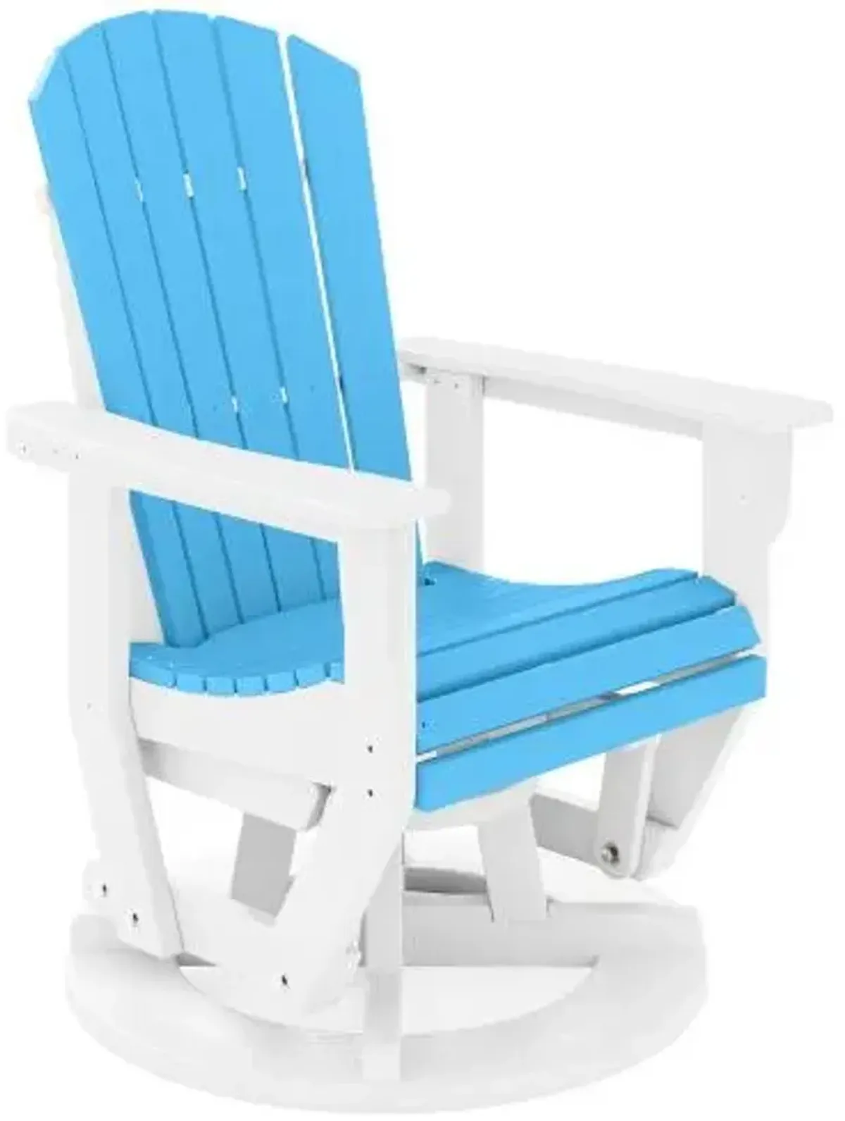 Sopoly Destin White & Summer Blue Outdoor Adirondack Swivel Glider Chair