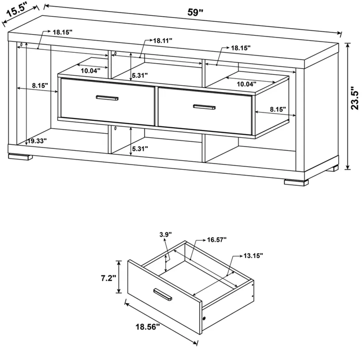 Coaster Darien 2-Drawer Engineered Wood 59 Inch TV Stand White