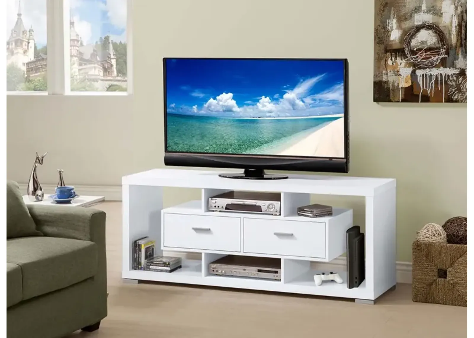 Coaster Darien 2-Drawer Engineered Wood 59 Inch TV Stand White