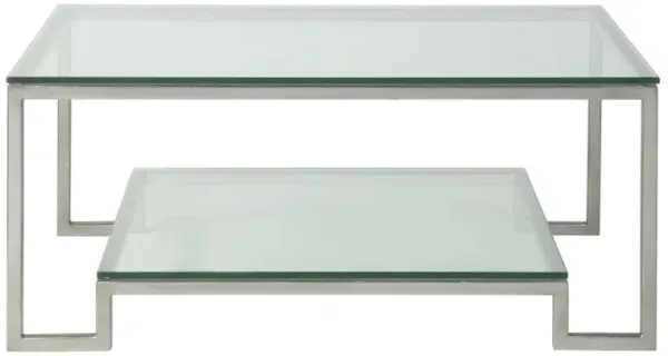 Artistica Home by Lexington Metal Designs Bonaire 42 Inch Rectangular Metal Cocktail Table Silver Leaf/Clear