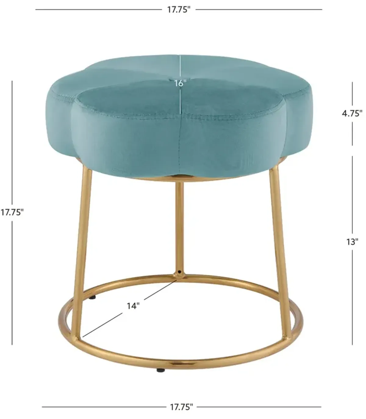 Linon Seraphina Teal Vanity Stool