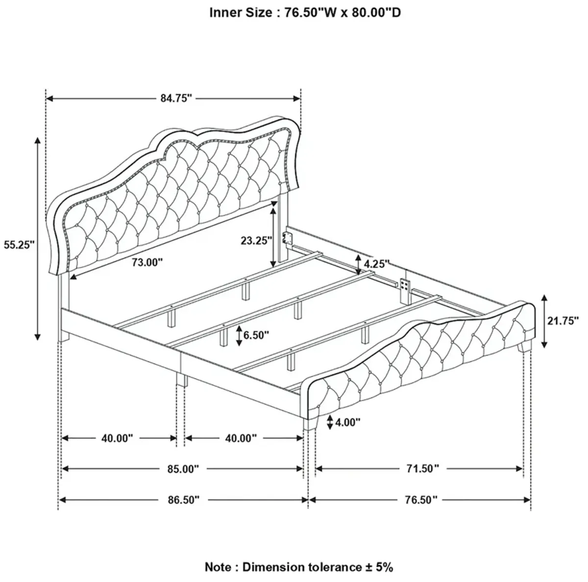 Coaster Bella Upholstered King Panel Bed Grey