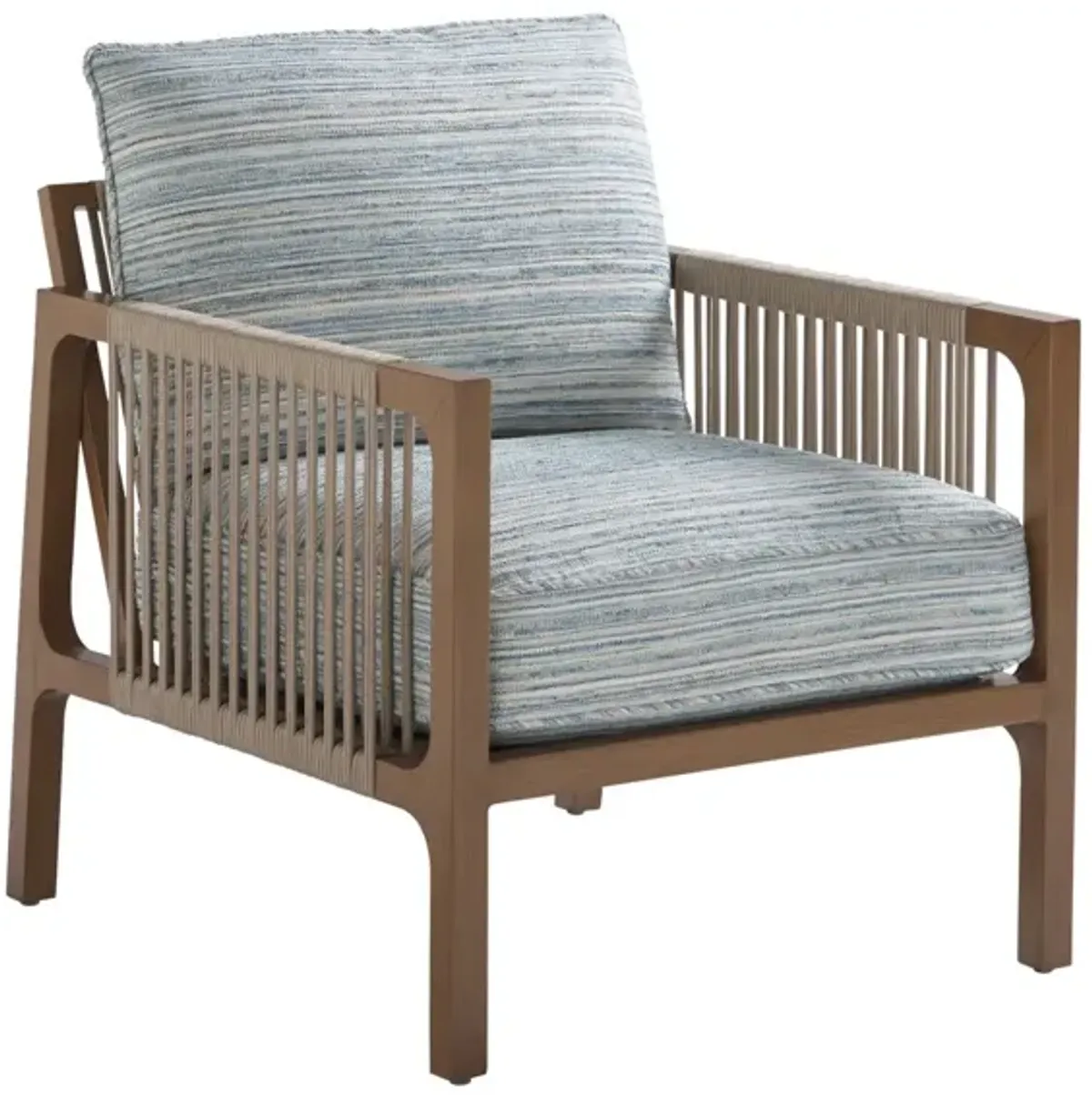 Tommy Bahama Outdoor by Lexington St. Tropez Occasional Chair in Natural Teak/Blueprinted Cushion