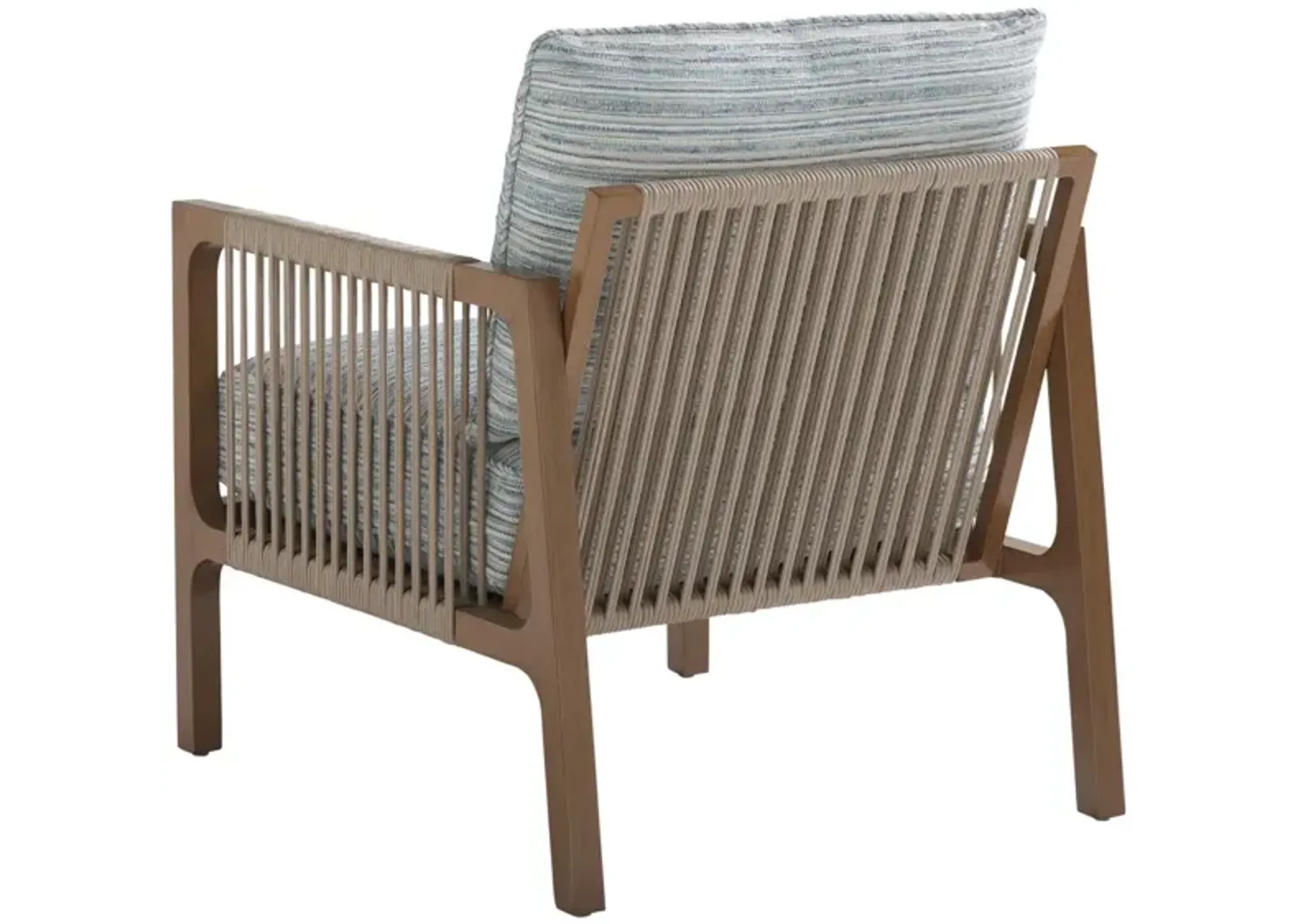 Tommy Bahama Outdoor by Lexington St. Tropez Occasional Chair in Natural Teak/Blueprinted Cushion