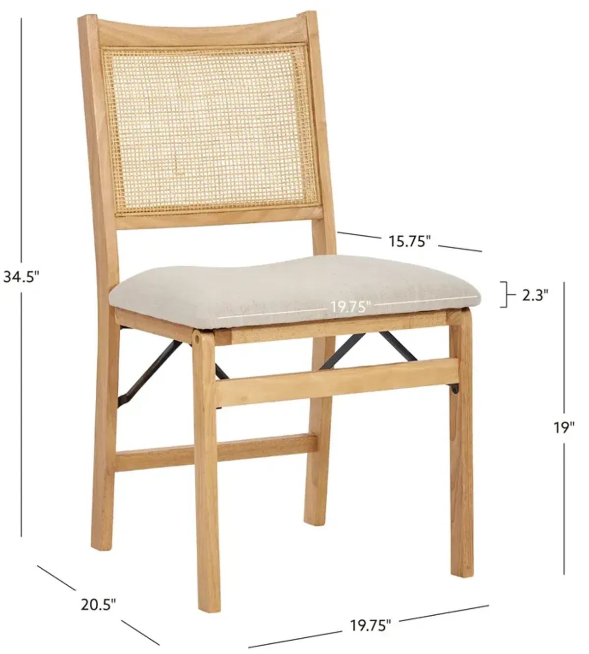 Powell Bina Cane Folding Armless Chair