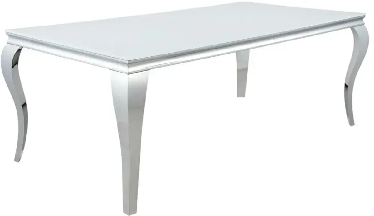 Coaster Carone Rectangular 81 Inch Glass Top Dining Table White