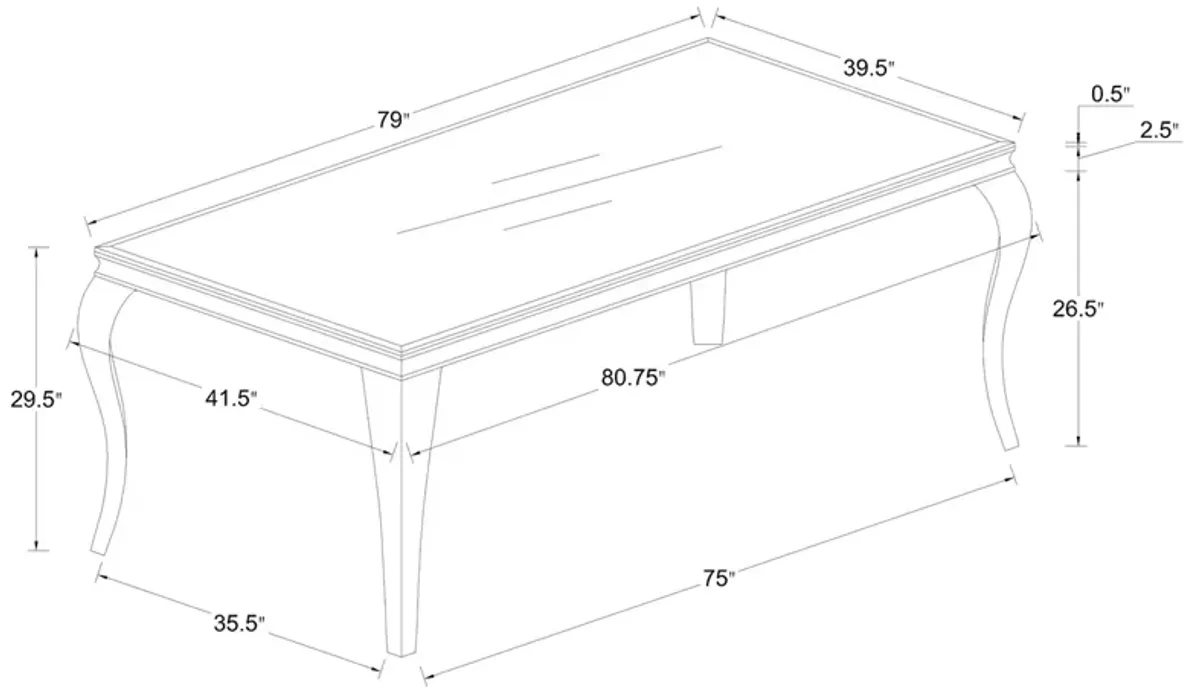 Coaster Carone Rectangular 81 Inch Glass Top Dining Table White