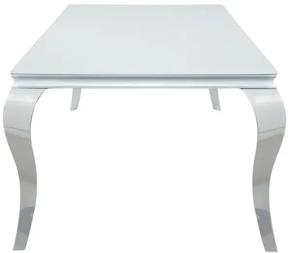 Coaster Carone Rectangular 81 Inch Glass Top Dining Table White