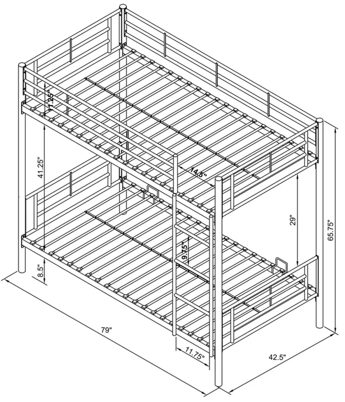 Coaster Hayward Metal Twin Over Twin Bunk Bed Silver