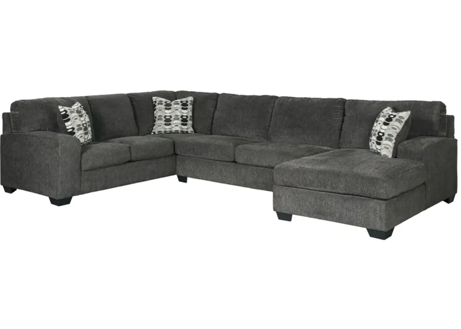 Ashley Ballinasloe 3-Piece Sectional with Chaise Right-Arm Facing Smoke