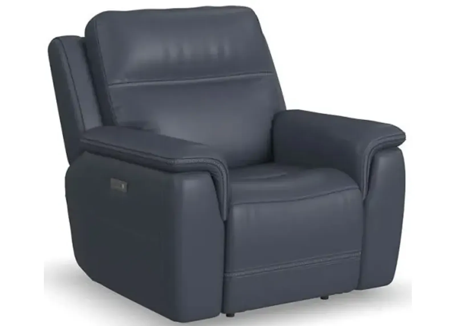 Flexsteel Sawyer Dark Blue Power Leather Recliner with Power Headrest & Lumbar