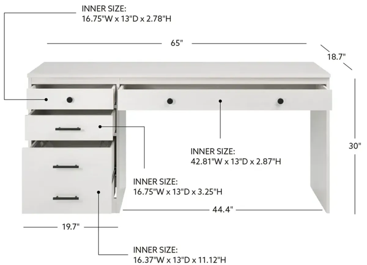 Linon Victor Desk 1 File Cabinet Whitewash