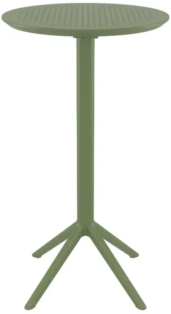 Compamia 24 Inch Outdoor Sky Round Folding Bar Table Olive Green