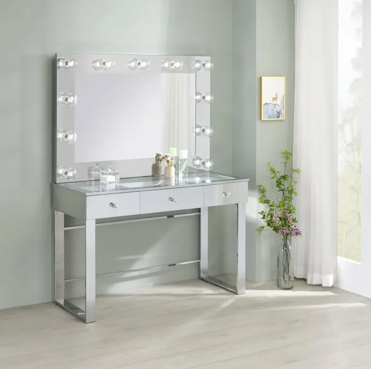 Coaster Umbridge 3-Drawer Vanity Set with Lighting Chrome & White